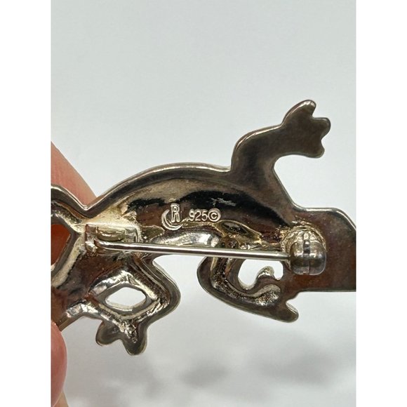 Carolyn Pollack Relios Sterling Silver Multistone Inlay Lizard Brooch Southwest - Picture 7 of 8